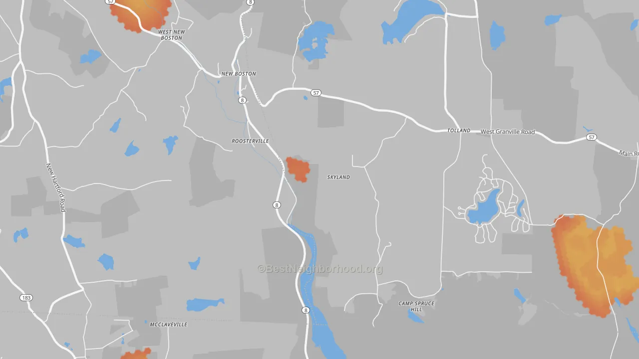 Bike Grade map of Roosterville, MA