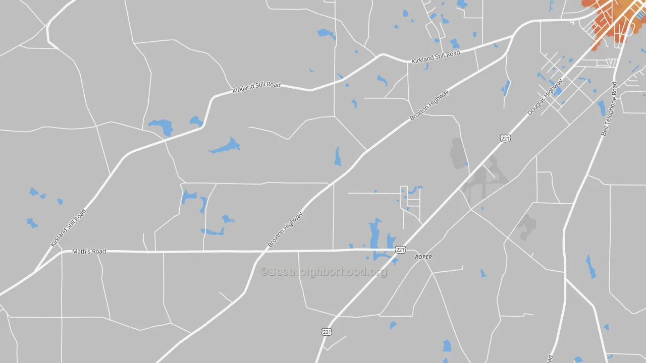 Bike Grade map of Roper, GA