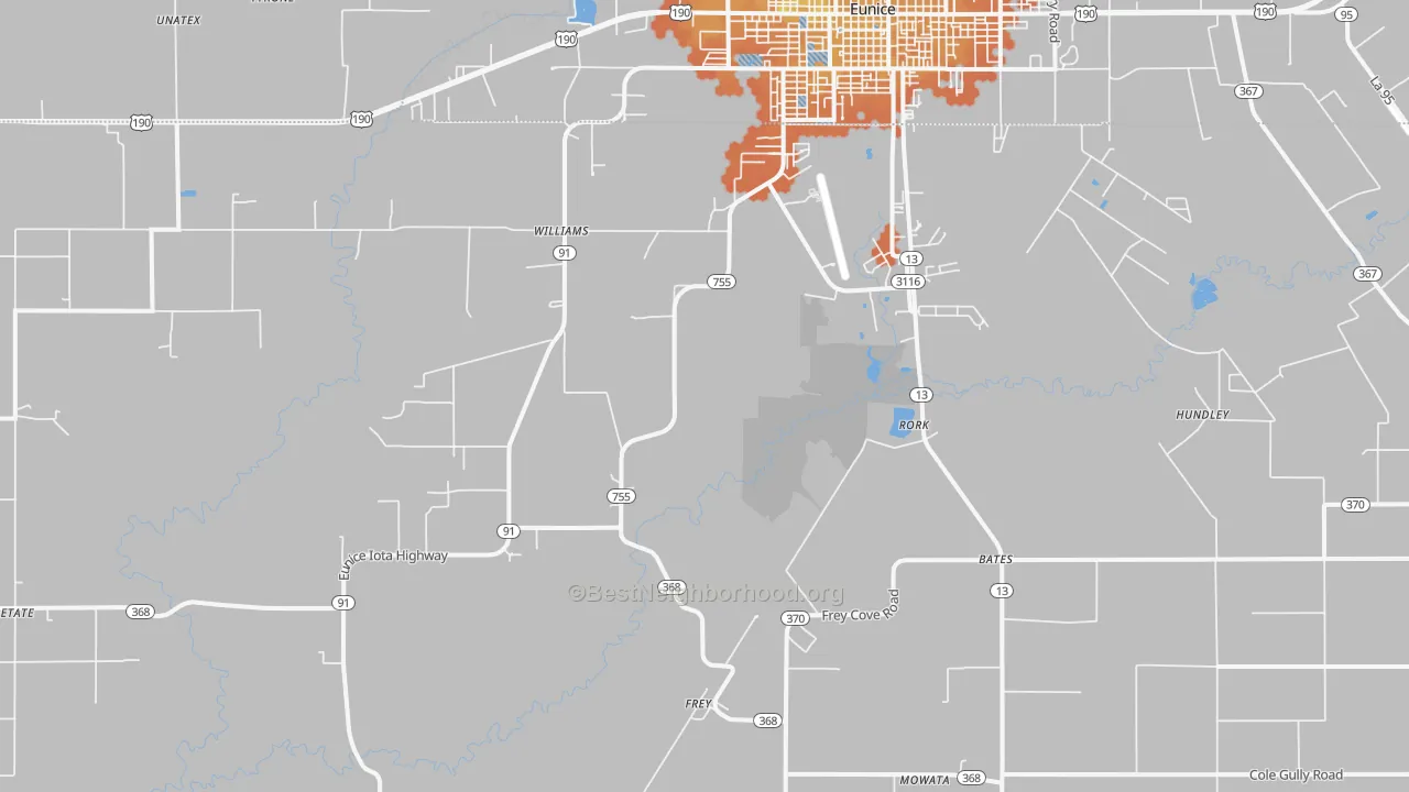 Bike Grade map of Rork, LA