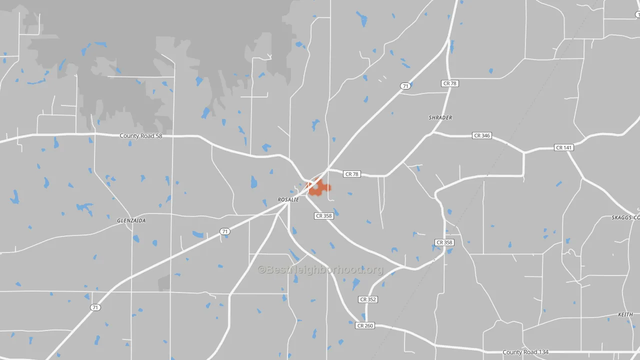 Bike Grade map of Rosalie, AL