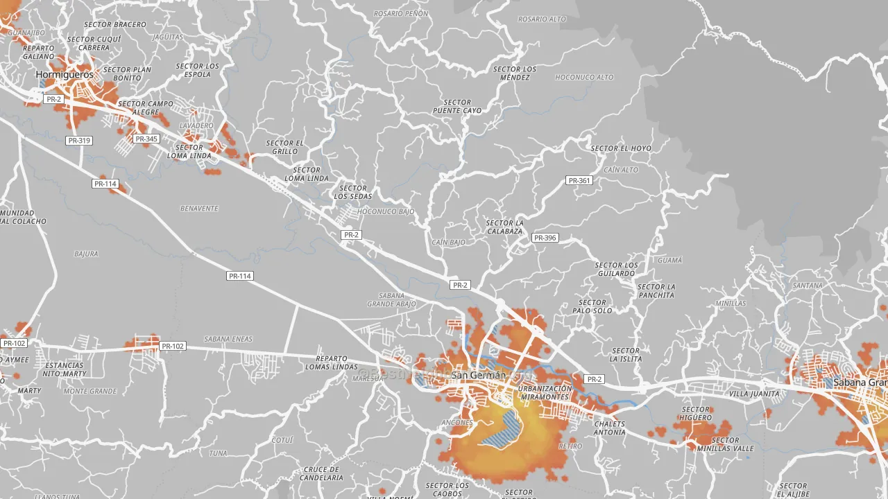 Bike Grade map of Rosario, PR