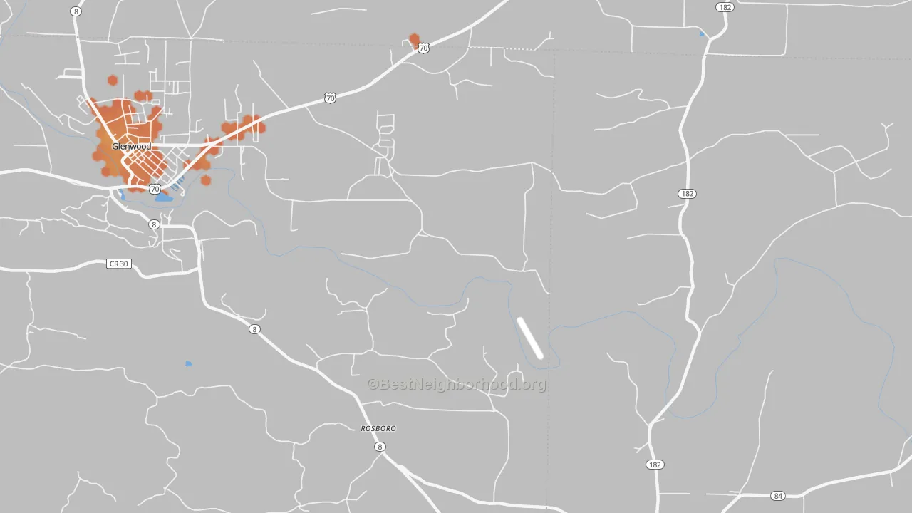 Bike Grade map of Rosboro, AR