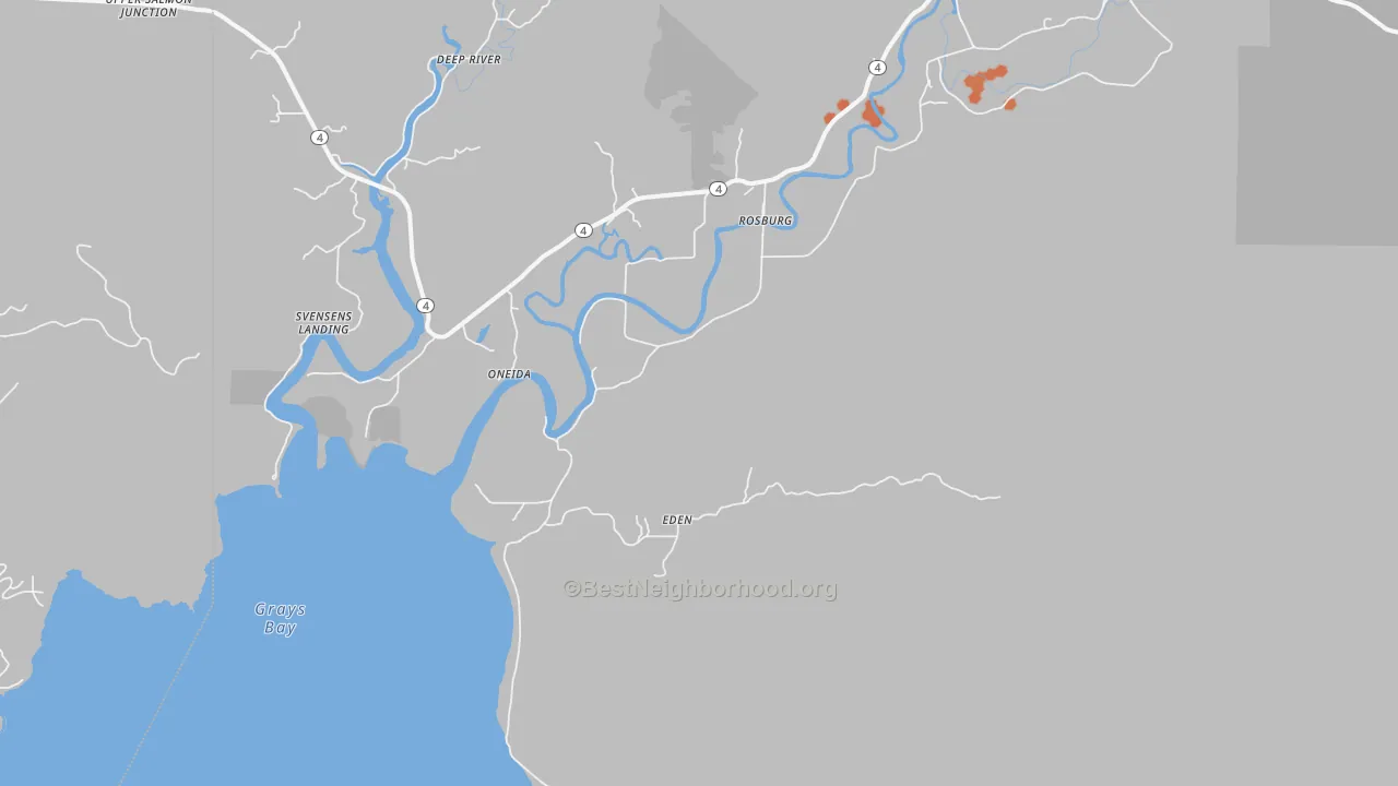 Bike Grade map of Rosburg, WA