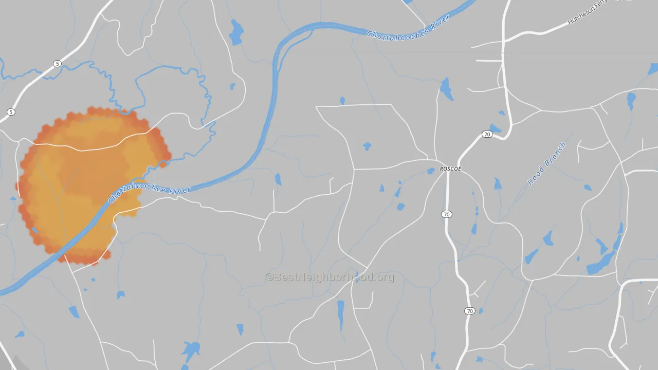 Bike Grade map of Roscoe, GA