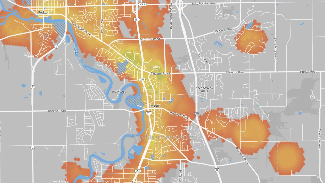 Bike Grade map of Roscoe, IL