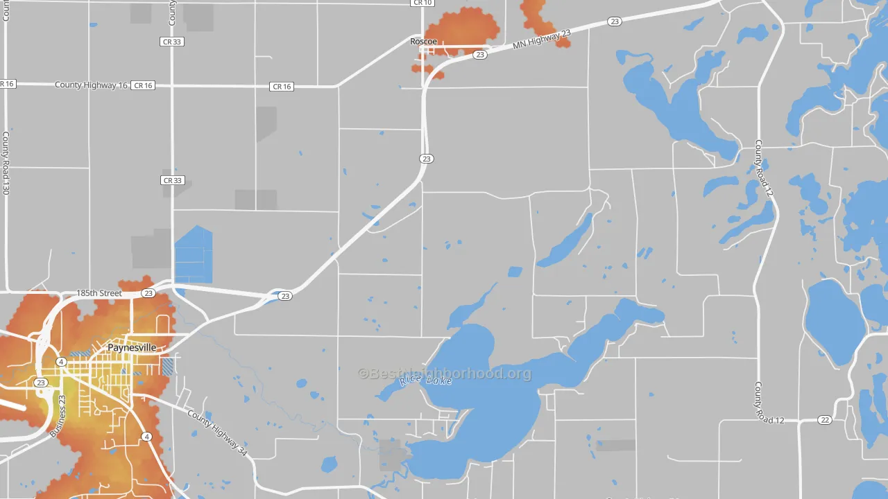 Bike Grade map of Roscoe, MN