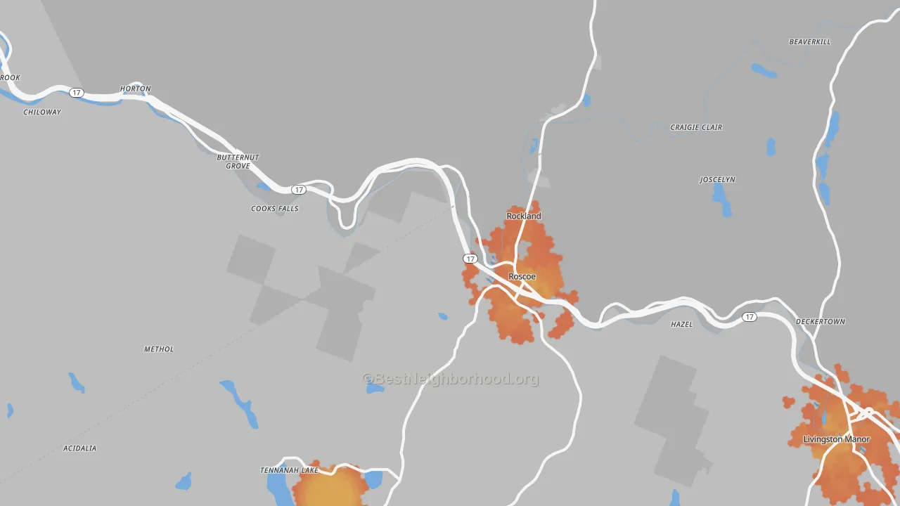 Bike Grade map of Roscoe, NY