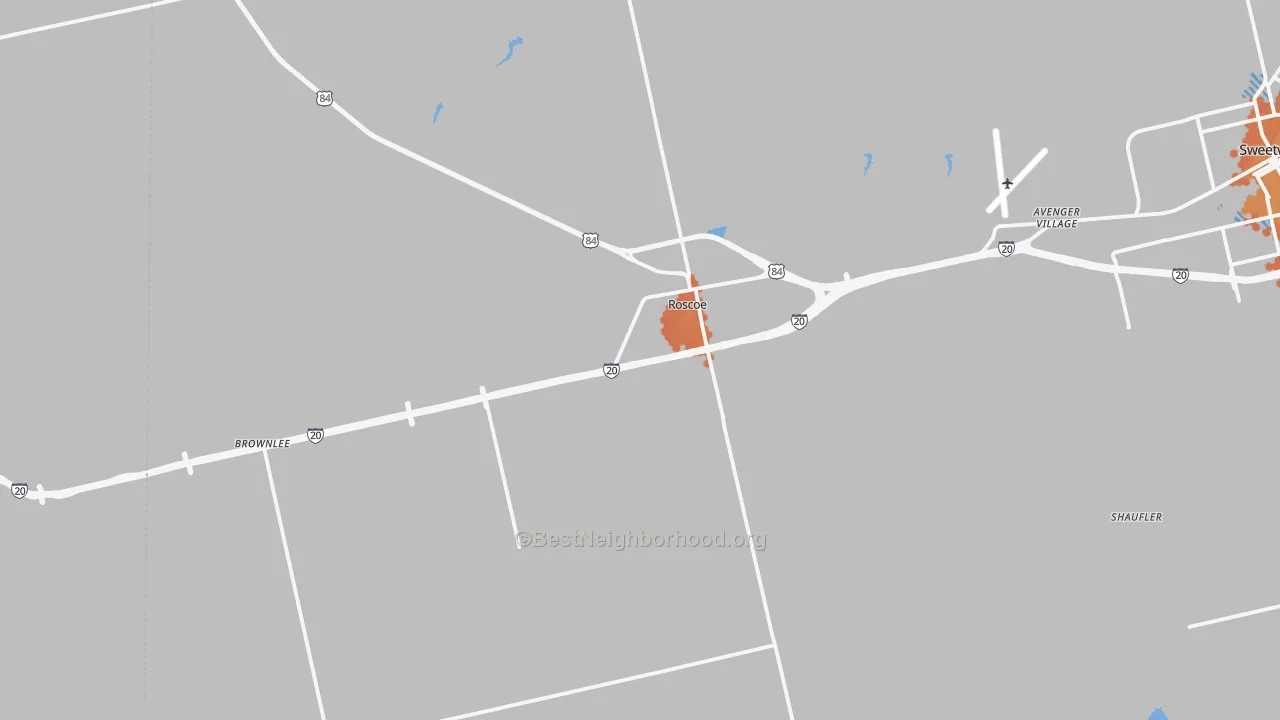Bike Grade map of Roscoe, TX