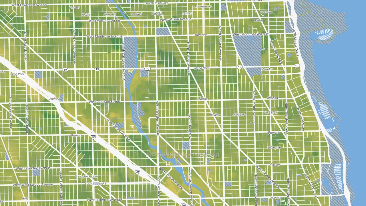 Bike Grade map of Roscoe Village, Chicago, IL