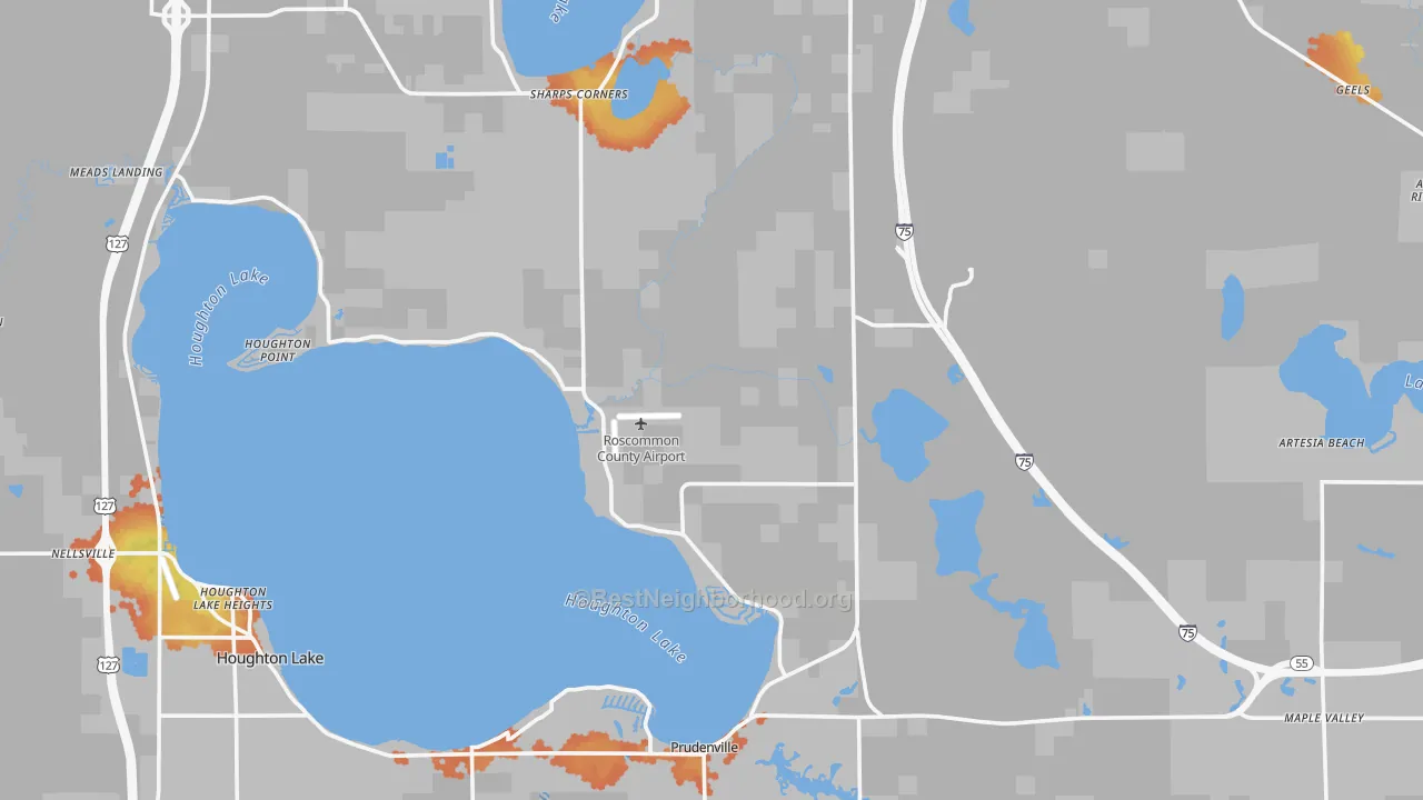Bike Grade map of Roscommon County, MI