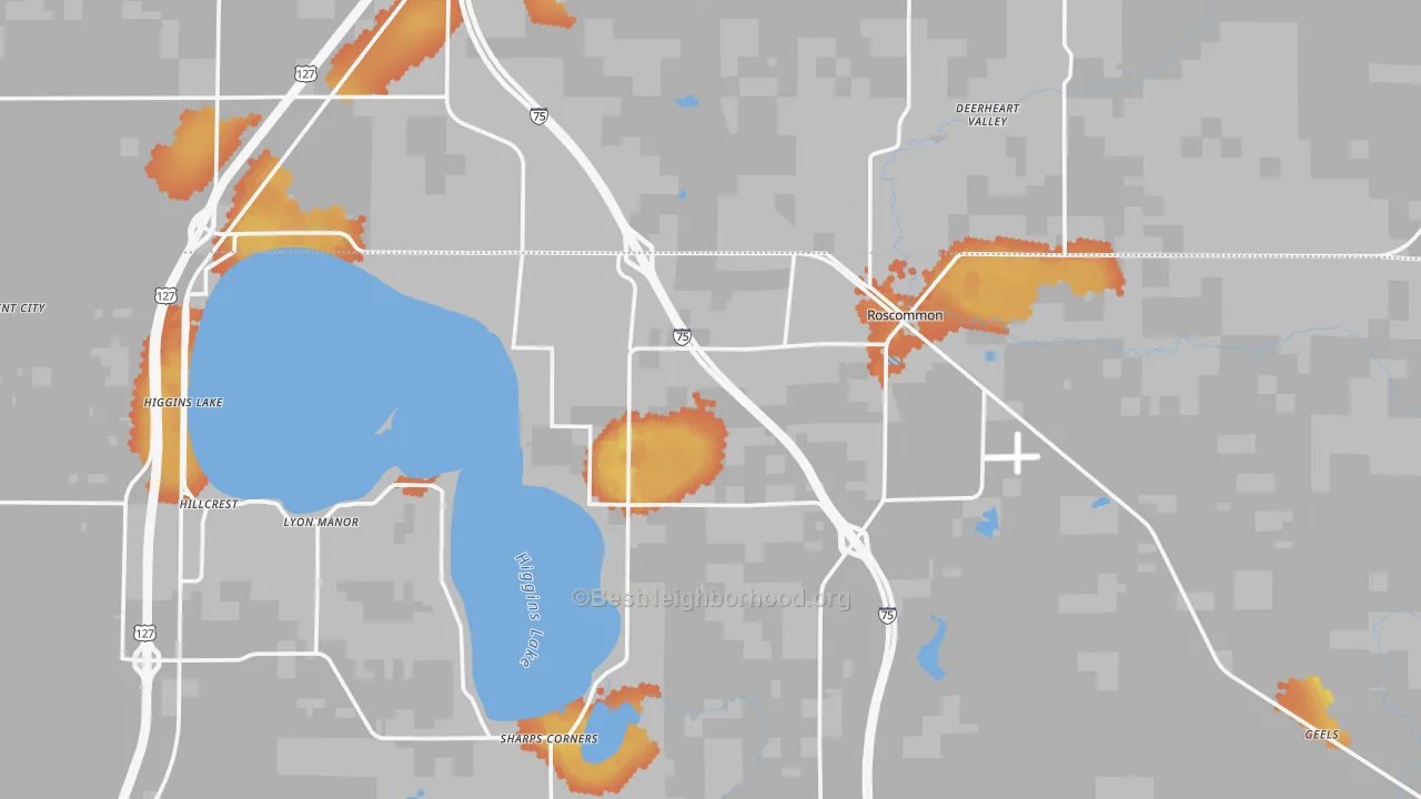 Bike Grade map of Roscommon, MI