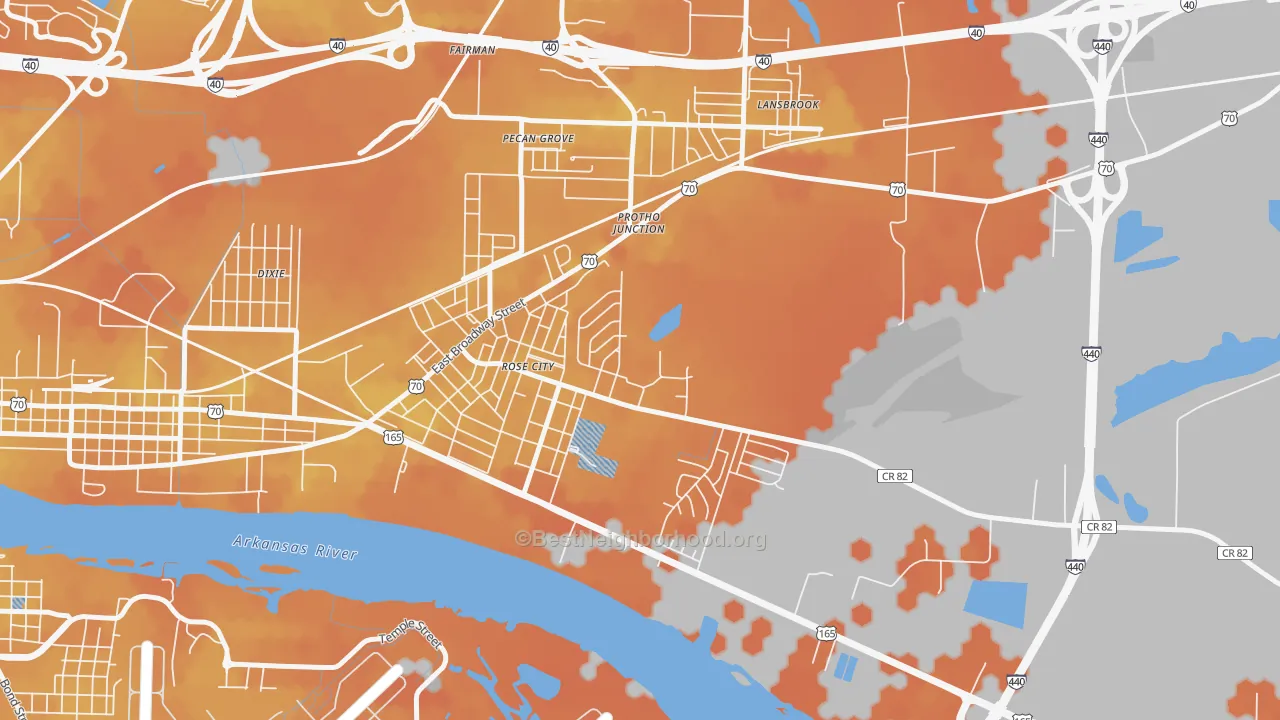 Bike Grade map of Rose City, AR
