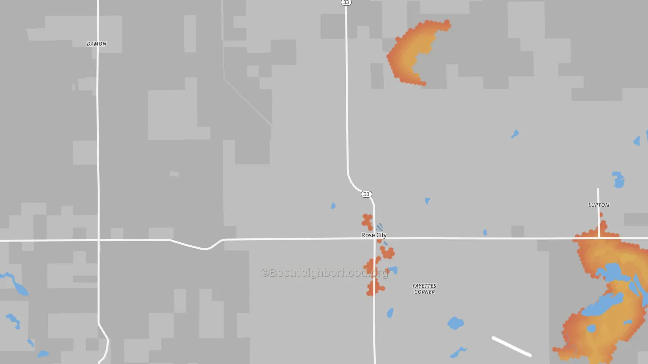 Bike Grade map of Rose City, MI