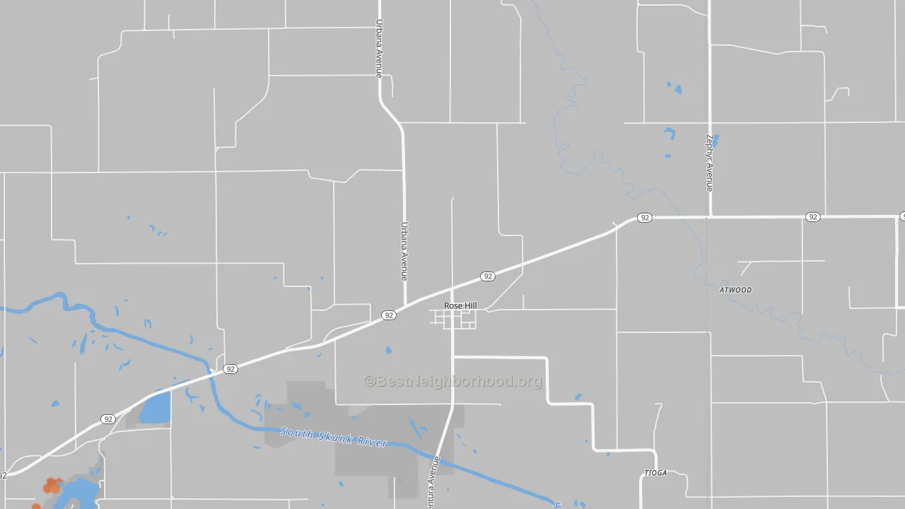 Bike Grade map of Rose Hill, IA