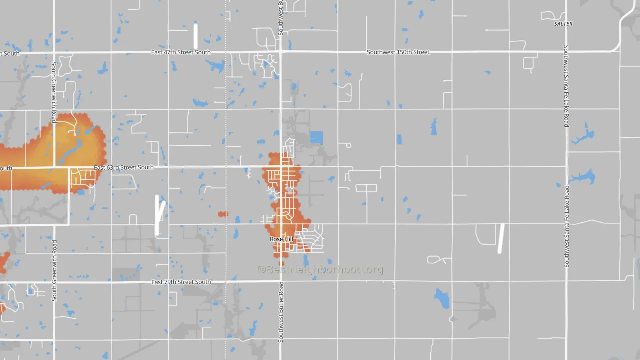 Bike Grade map of Rose Hill, KS