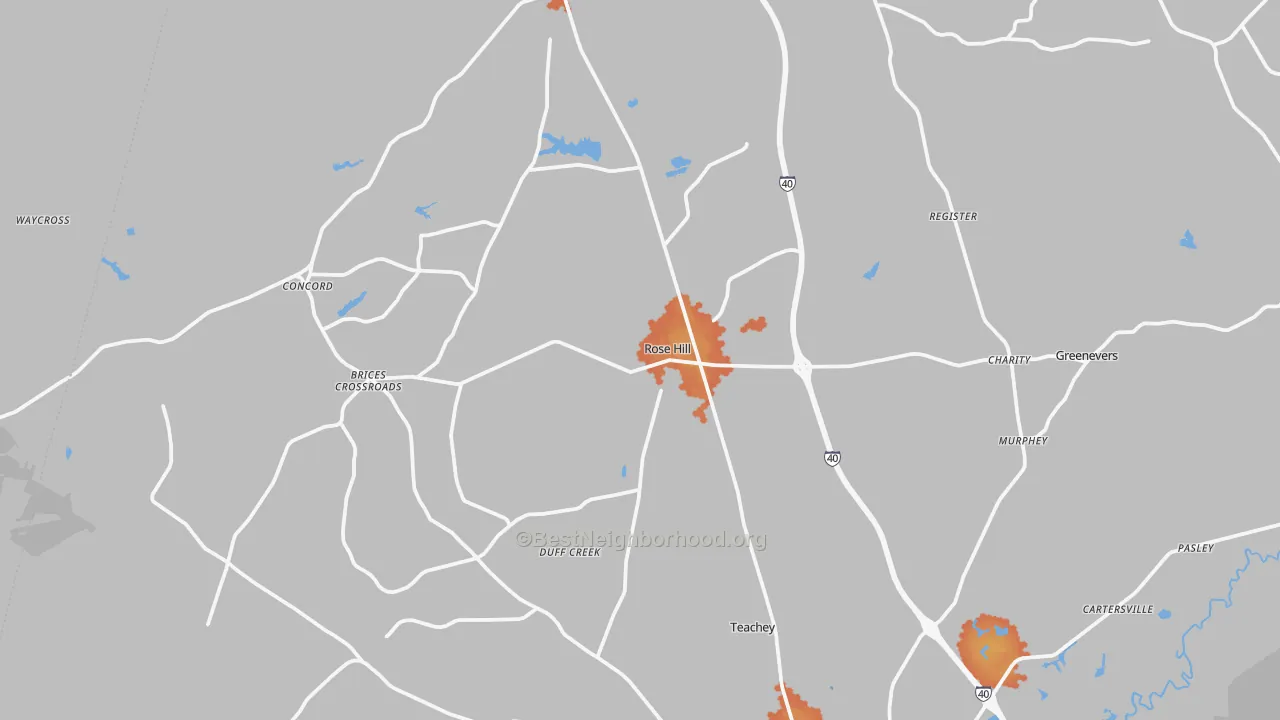 Bike Grade map of Rose Hill, NC