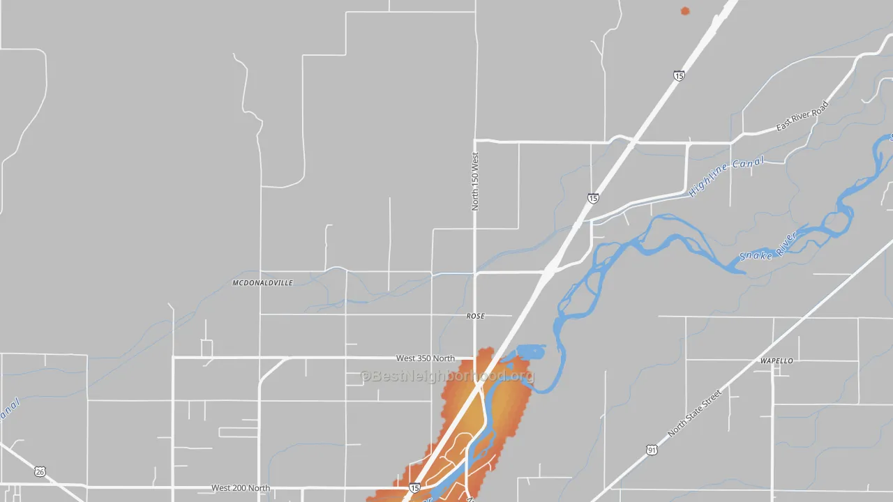 Bike Grade map of Rose, ID
