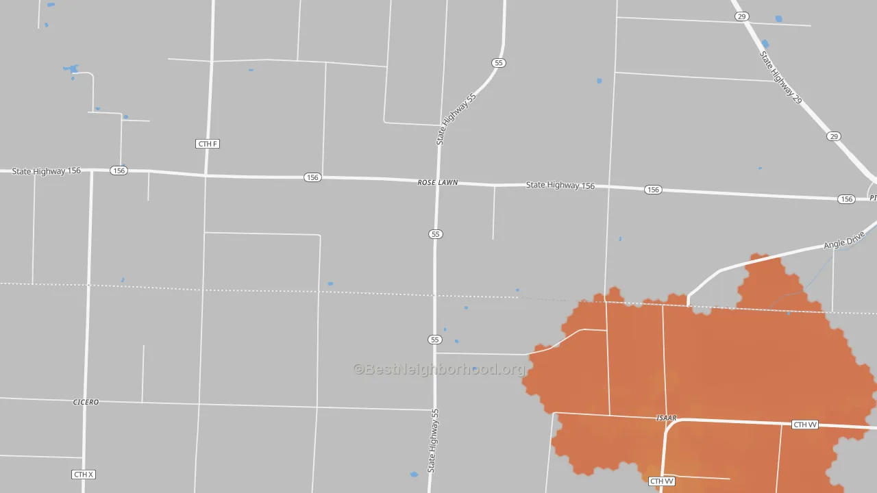 Bike Grade map of Rose Lawn, WI