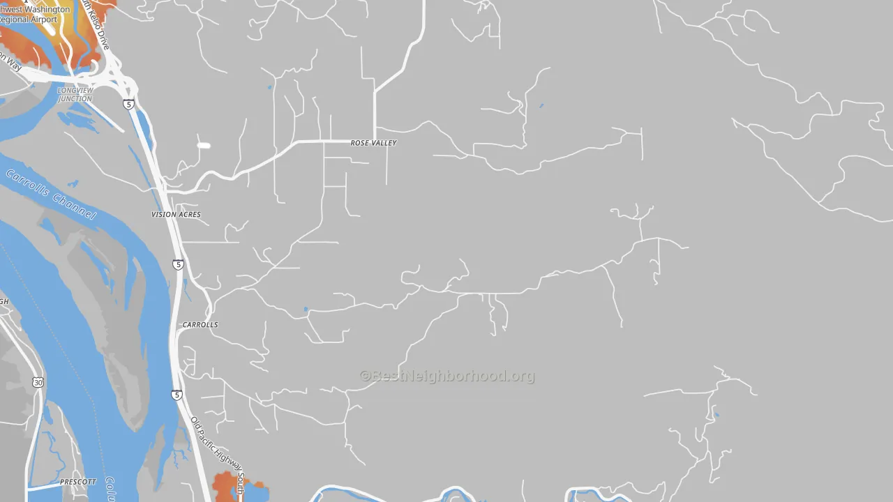 Bike Grade map of Rose Valley, WA