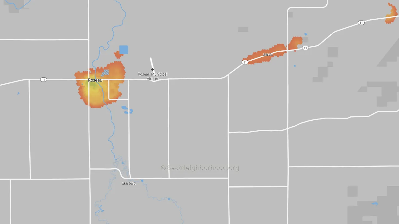 Bike Grade map of Roseau County, MN