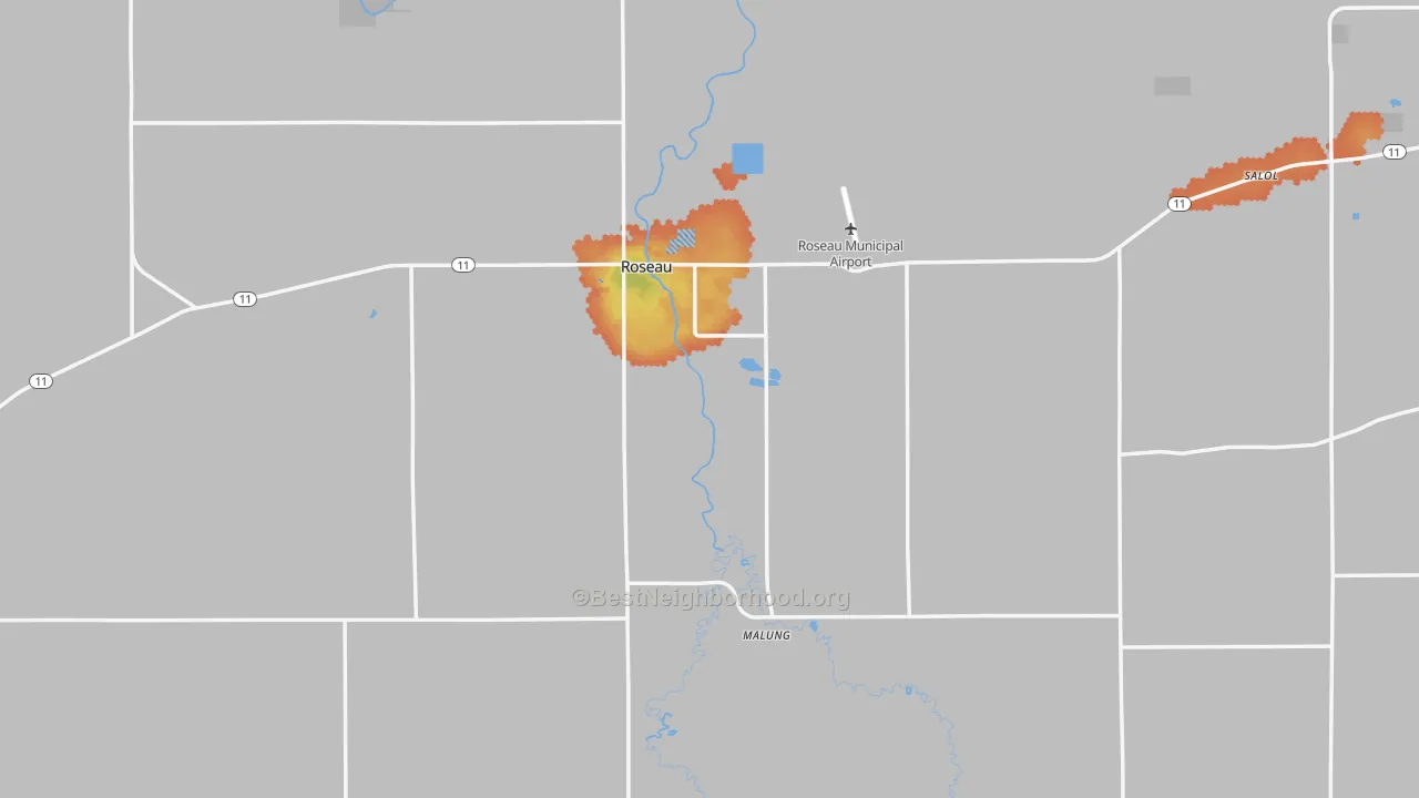 Bike Grade map of Roseau, MN