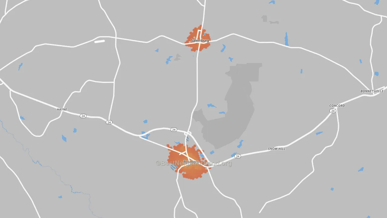 Bike Grade map of Roseboro, NC