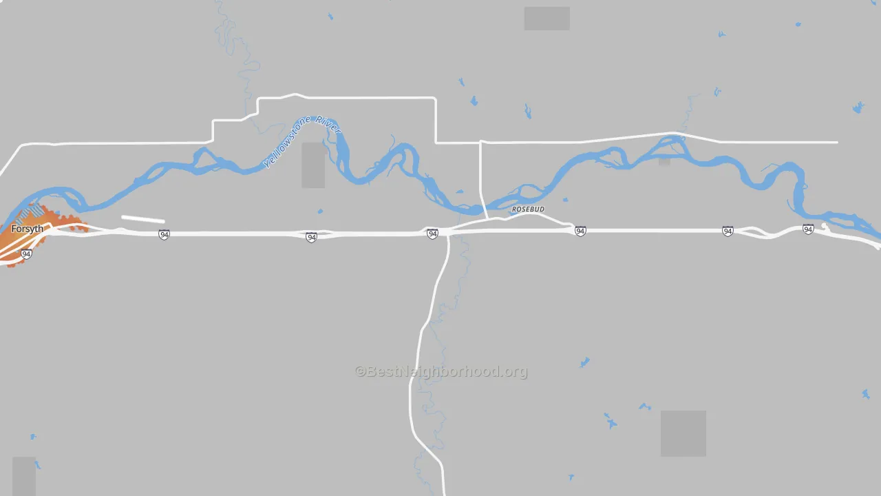 Bike Grade map of Rosebud, MT