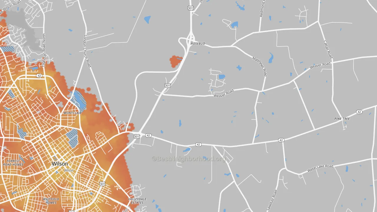 Bike Grade map of Rosebud, NC
