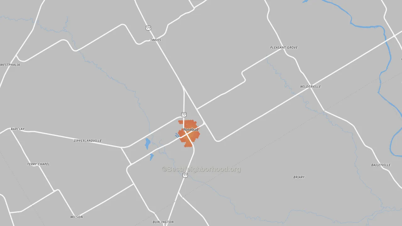 Bike Grade map of Rosebud, TX