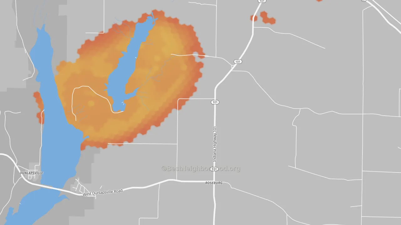 Bike Grade map of Roseburg, IN