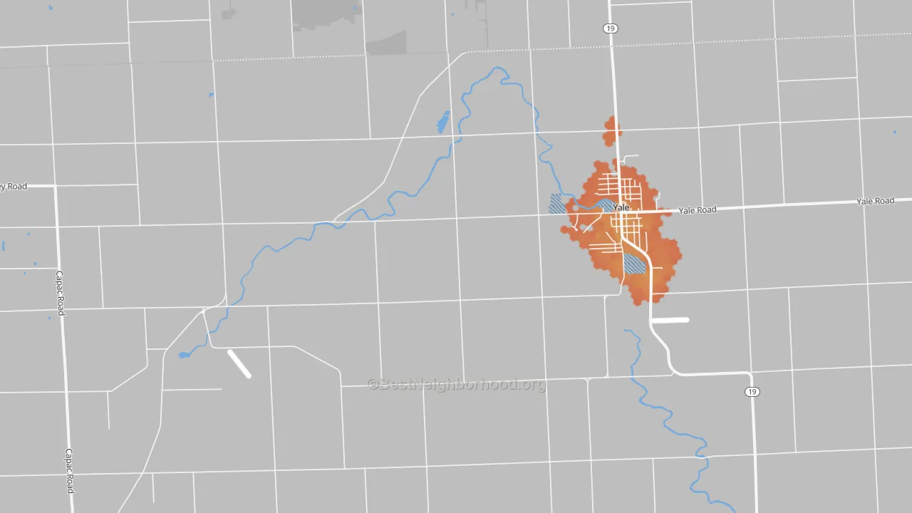 Bike Grade map of Roseburg, MI