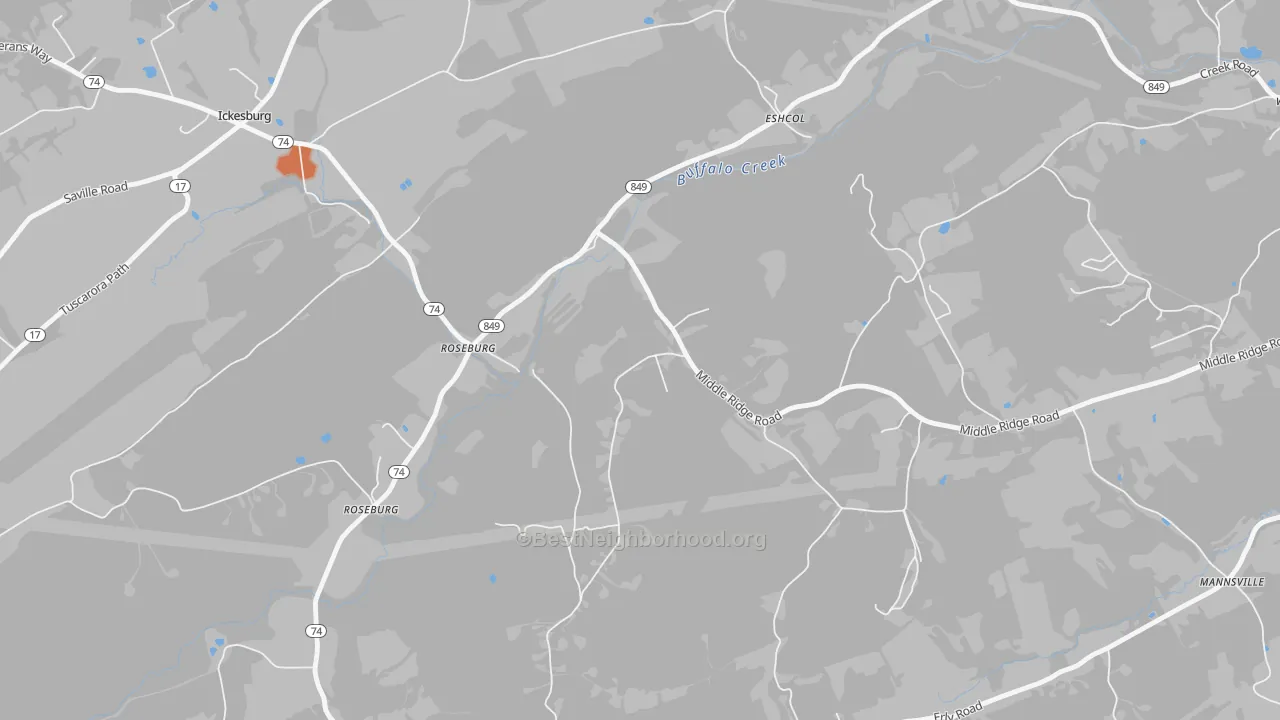 Bike Grade map of Roseburg, PA