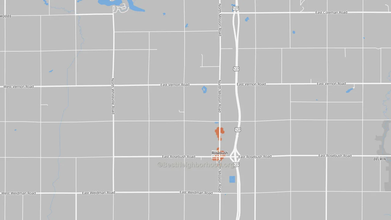 Bike Grade map of Rosebush, MI