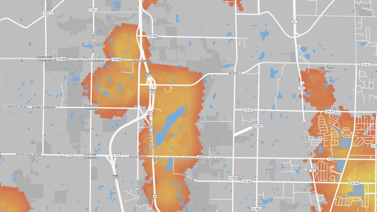 Bike Grade map of Rosecrans, IL