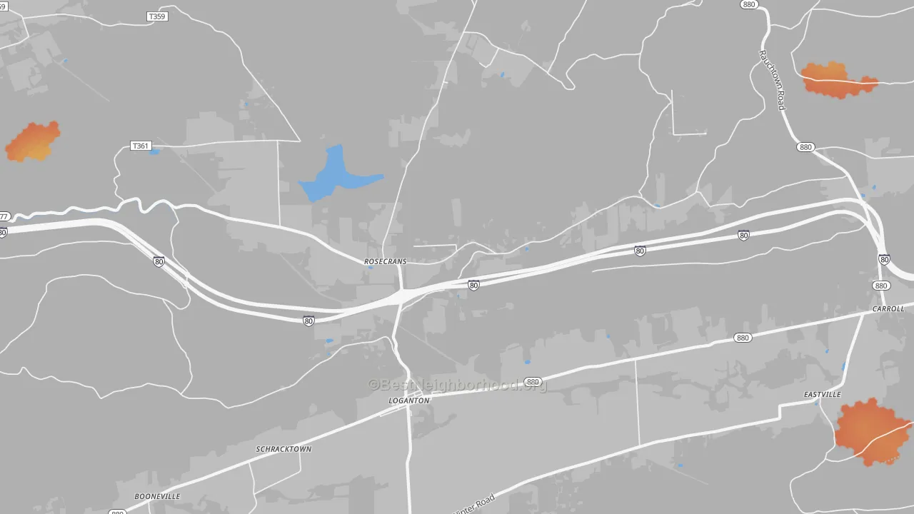 Bike Grade map of Rosecrans, PA