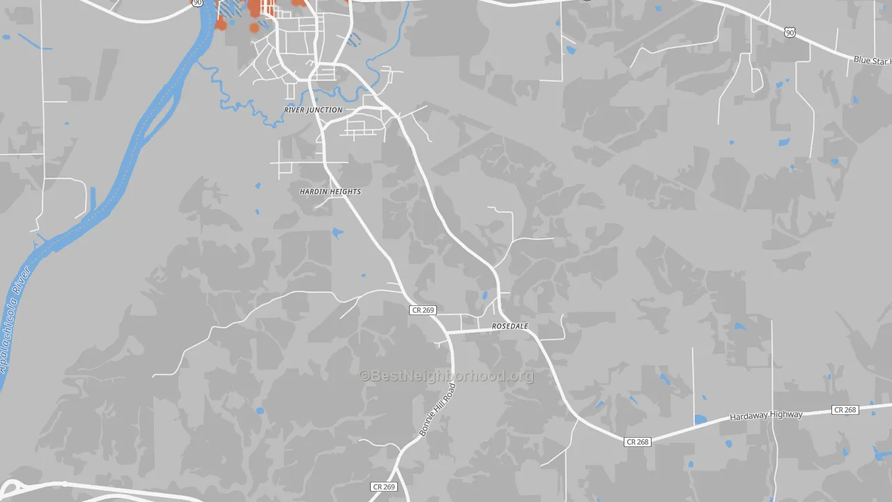 Bike Grade map of Rosedale, FL