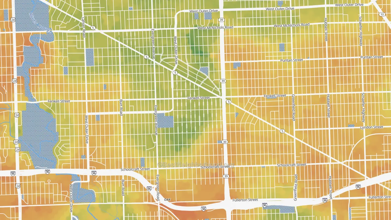 Bike Grade map of Rosedale Park, Detroit, MI