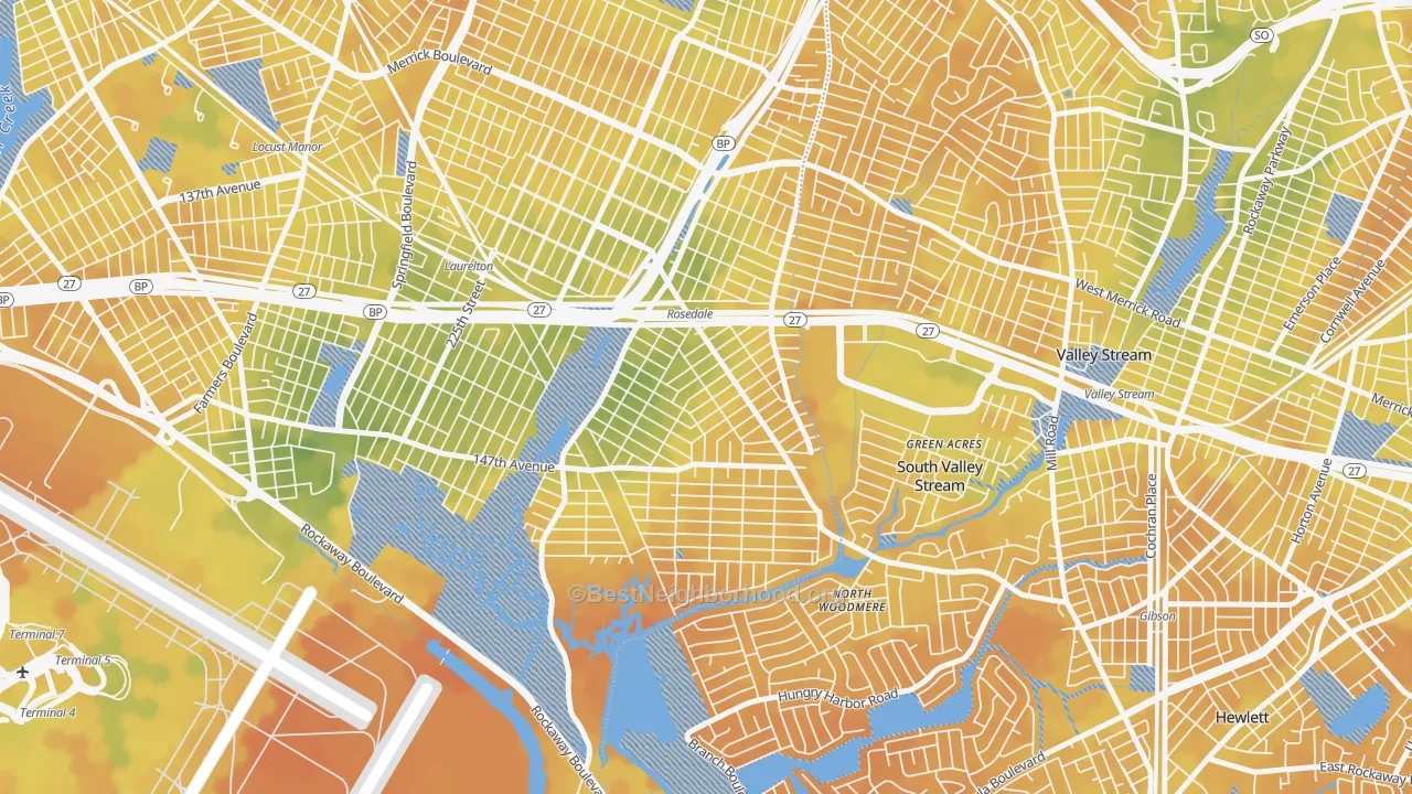 Bike Grade map of Rosedale, Queens, NY