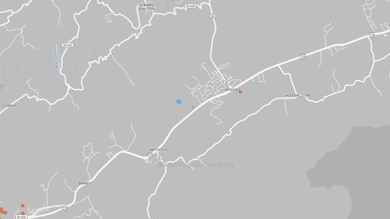Bike Grade map of Rosedale, VA