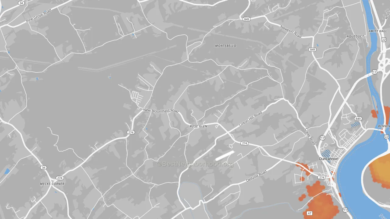 Bike Grade map of Roseglen, PA