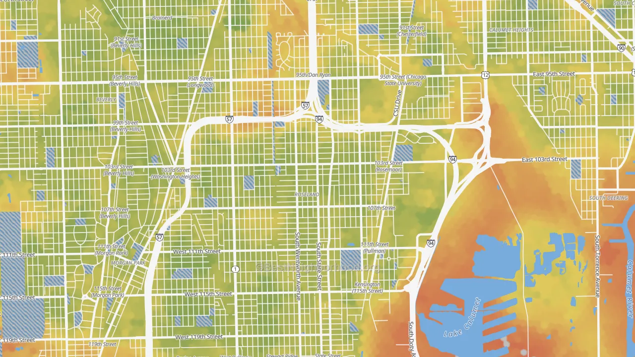 Bike Grade map of Roseland, Chicago, IL