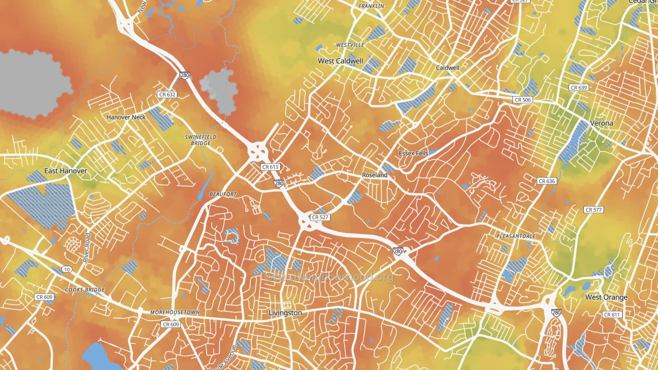 Bike Grade map of Roseland, NJ