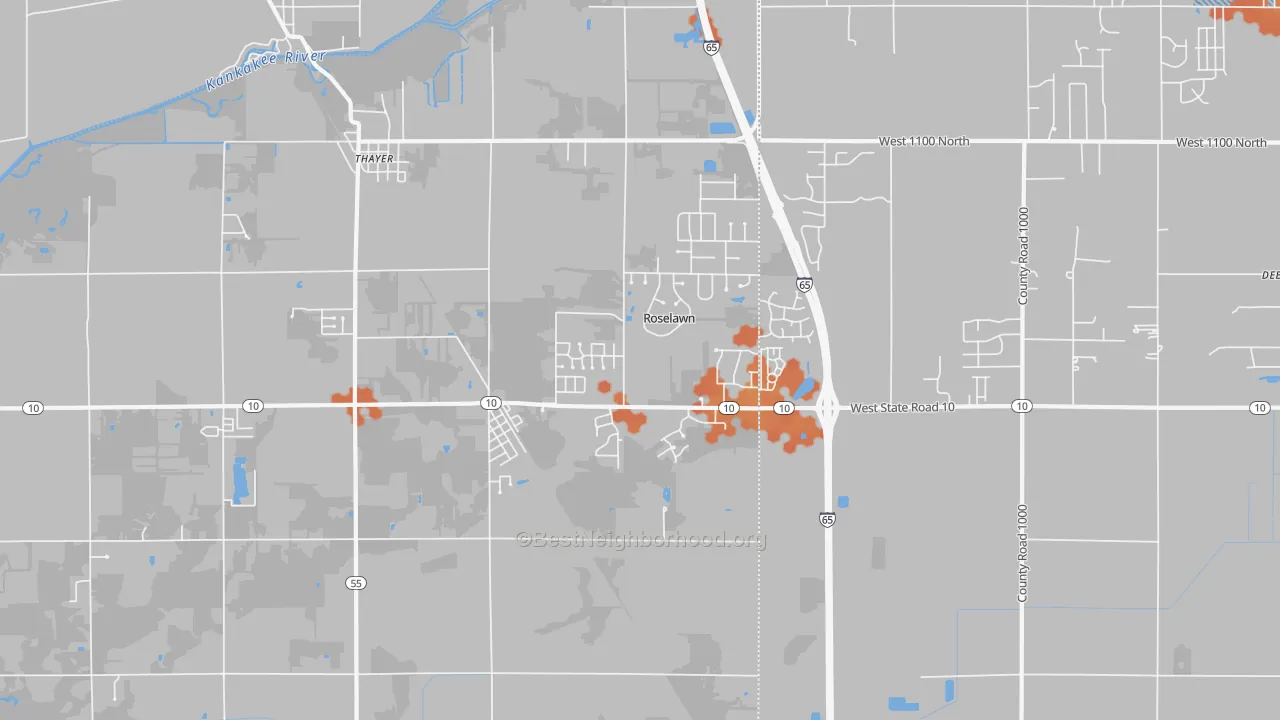 Bike Grade map of Roselawn, IN