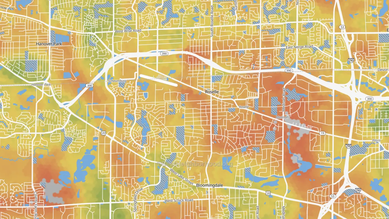 Bike Grade map of Roselle, IL