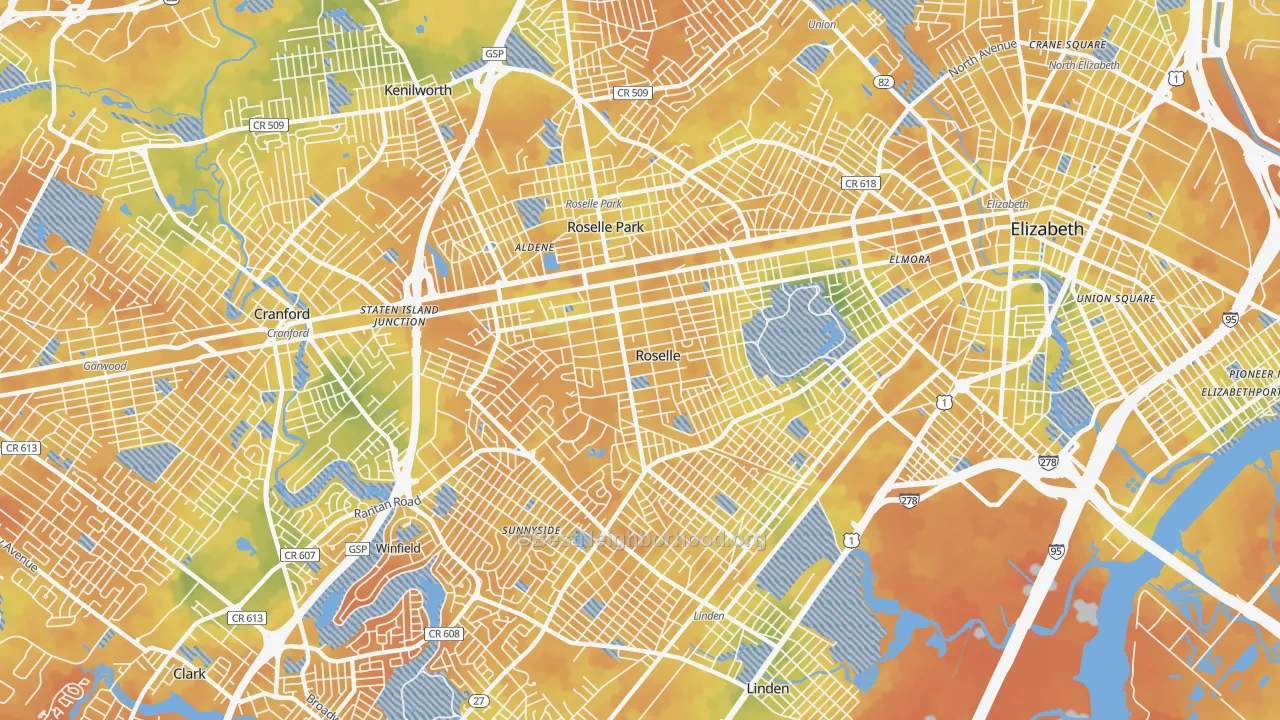 Bike Grade map of Roselle, NJ