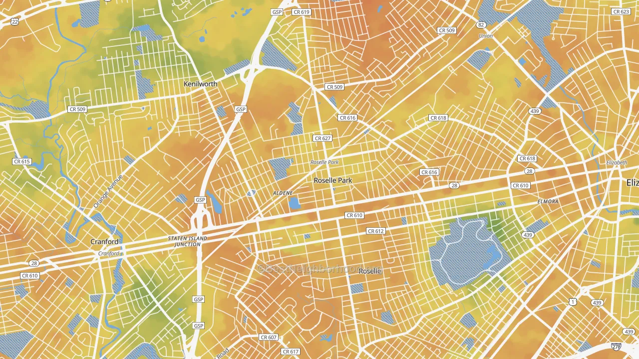 Bike Grade map of Roselle Park, NJ