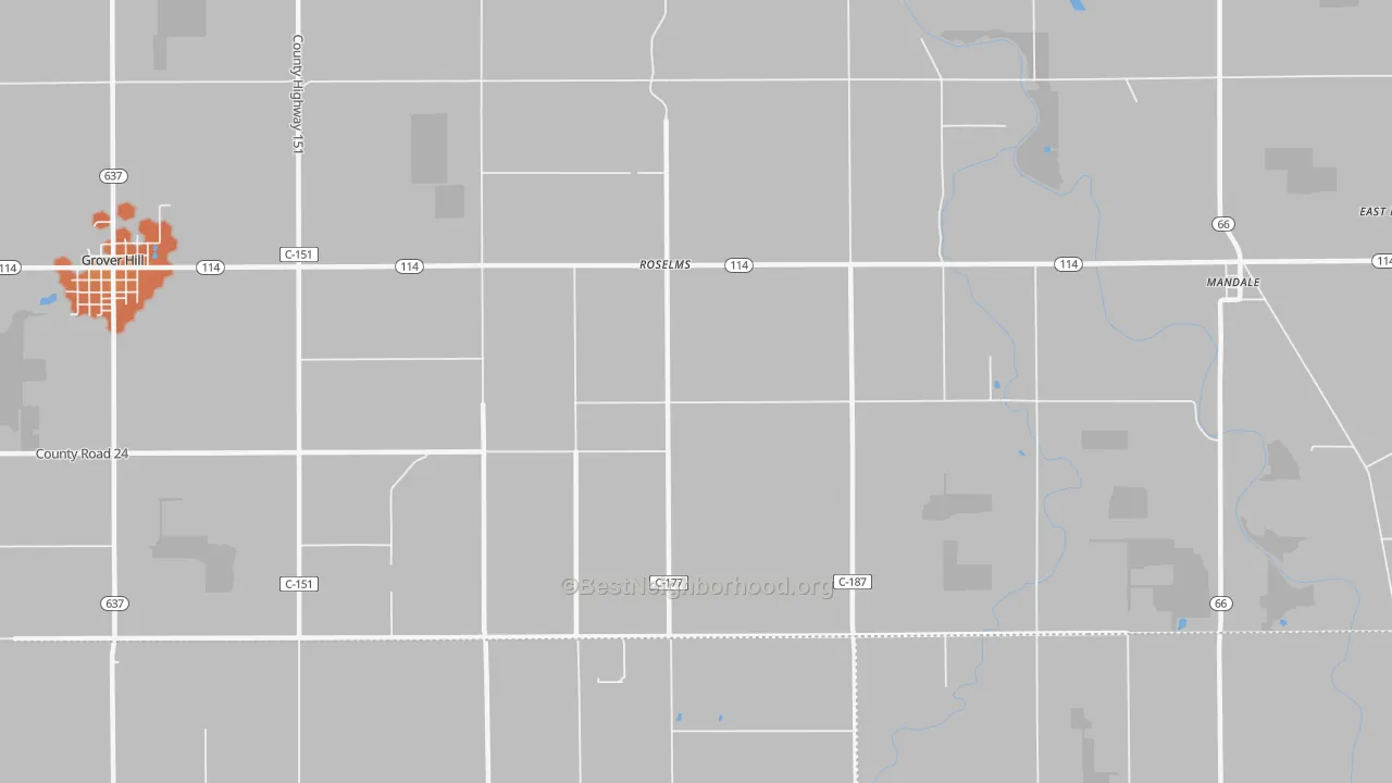 Bike Grade map of Roselms, OH