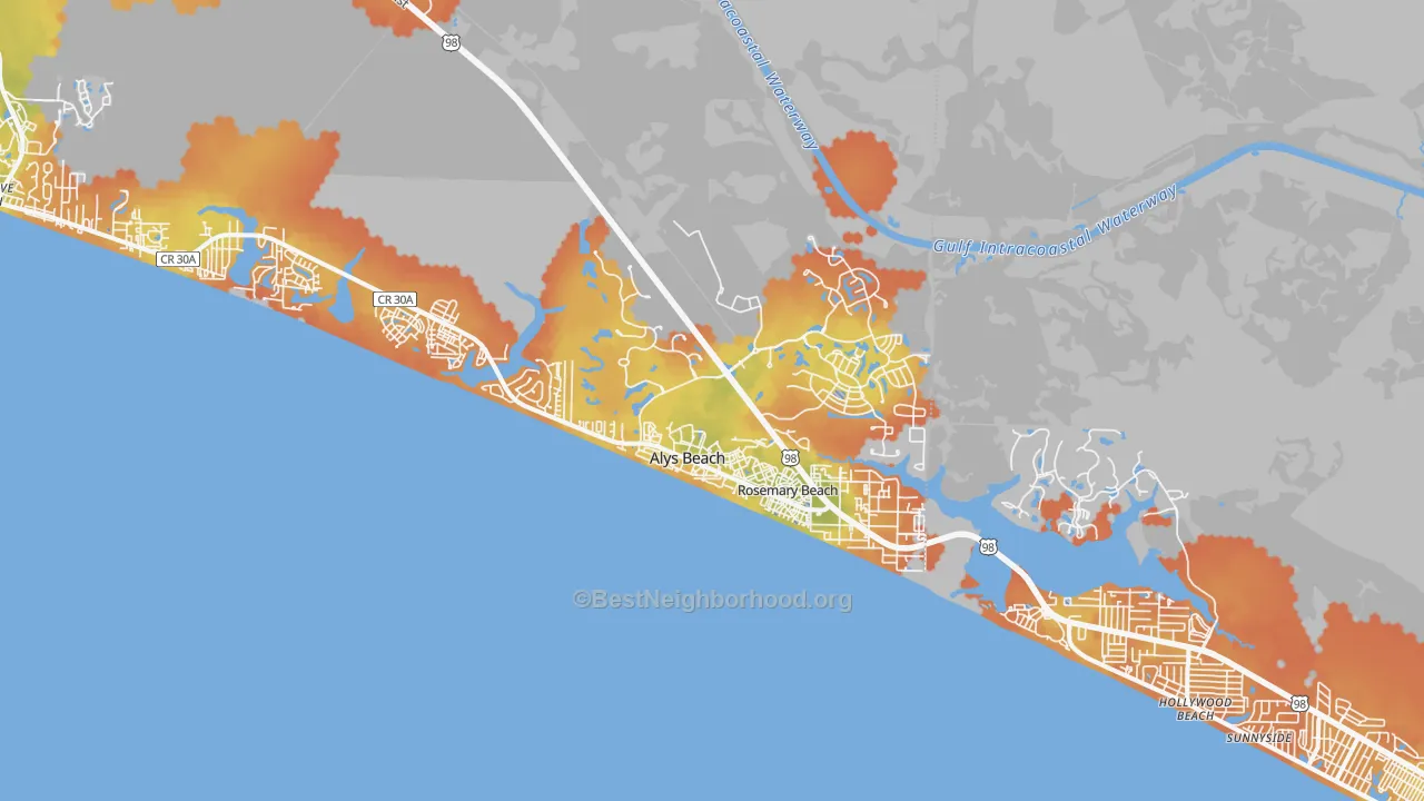 Bike Grade map of Rosemary Bch, FL