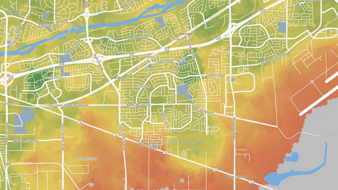 Bike Grade map of Rosemont, CA