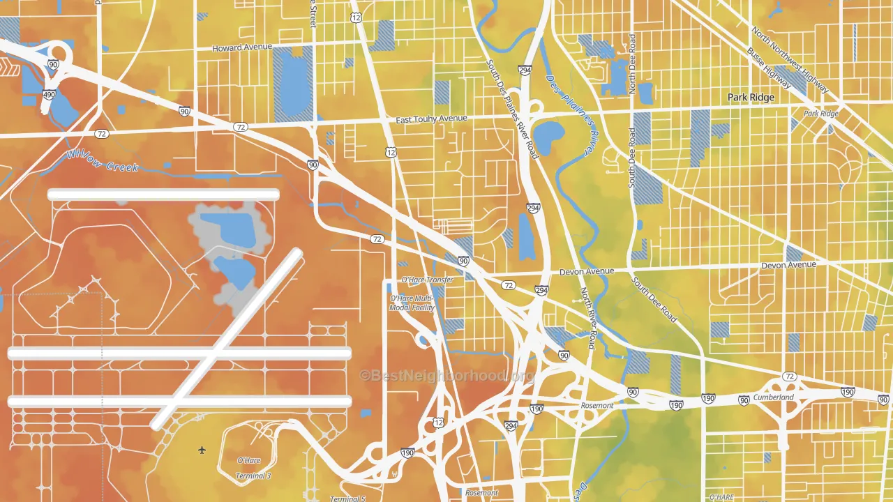 Bike Grade map of Rosemont, IL